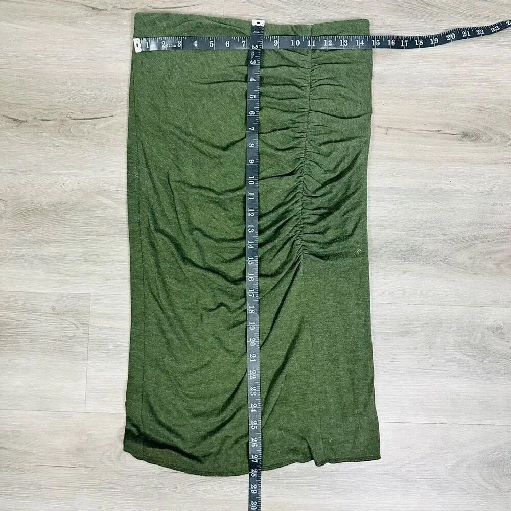 Ann Taylor Dark Green Ruched Long Knit Dress Skirt Size 8